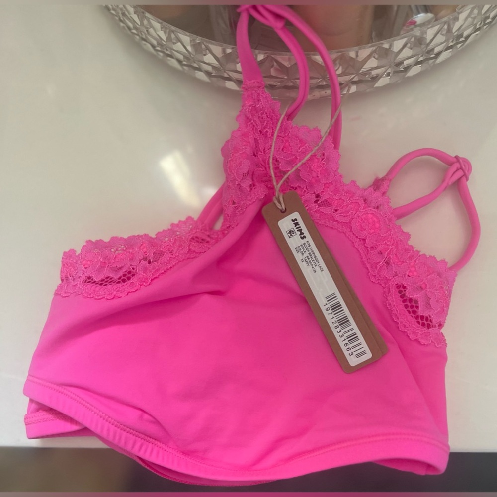 Skims-Fits Everybody Lace Scoop Bralette-NWT-Color-Taffy-Size 3x - Picture 7 of 13